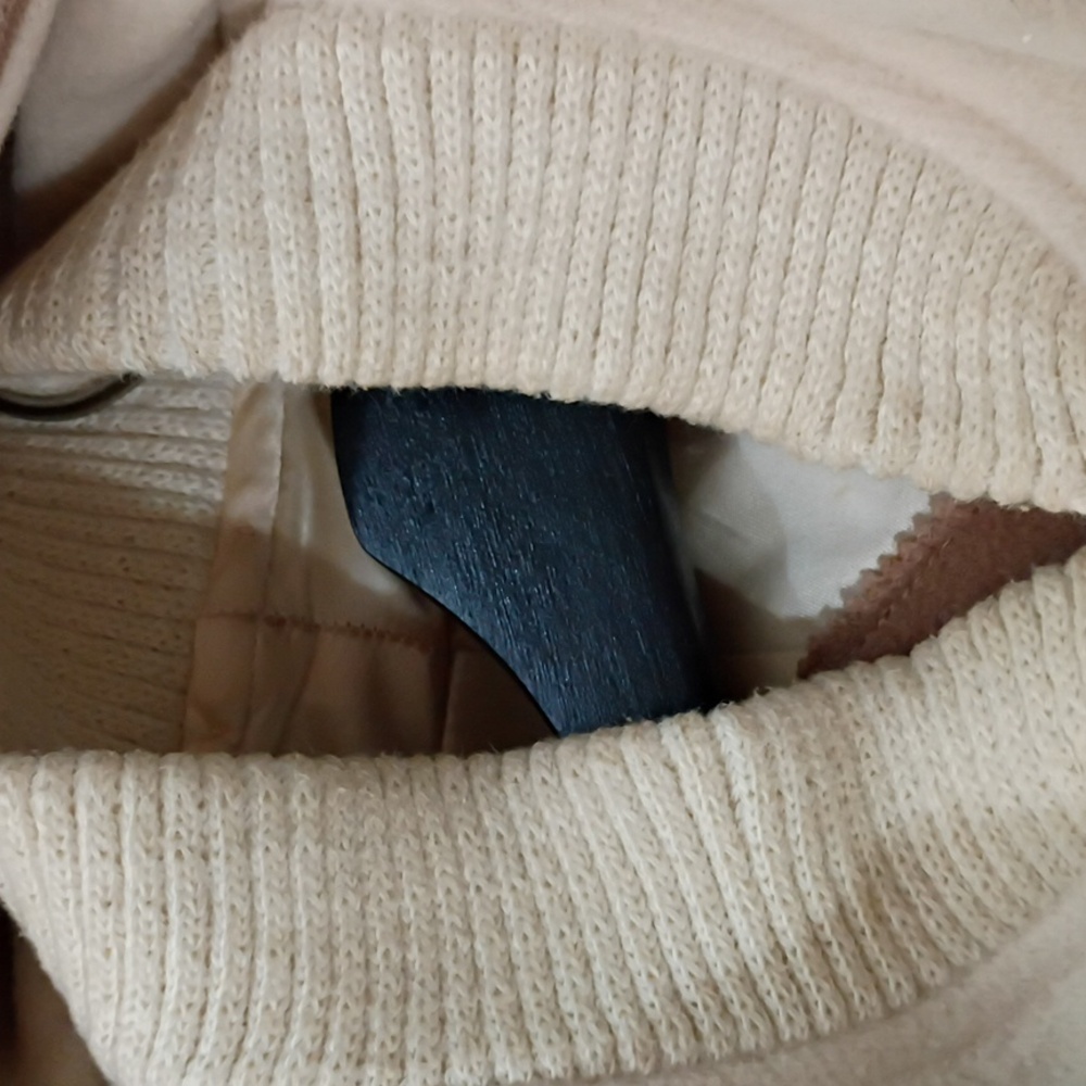 Elegant Tan Hooded Trench Coat 100% Wool Coat Pit To Pit 23".No Size Tag - Picture 14 of 14